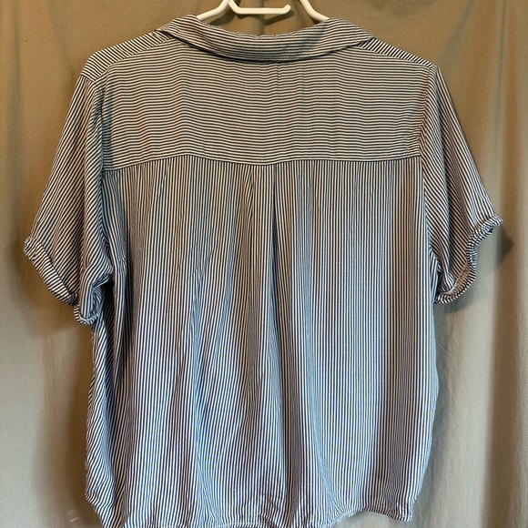Blue & White Striped T-Shirt Blouse - Picture 4 of 5